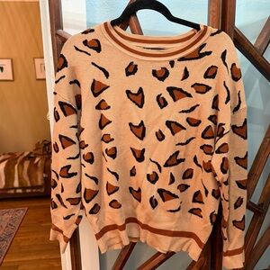 Leopard Print Women's Sweater - Size Large